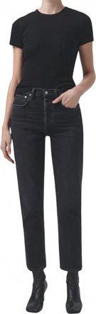 A Gold E Riley High Rise Crop Straight Jeans In Panoramic