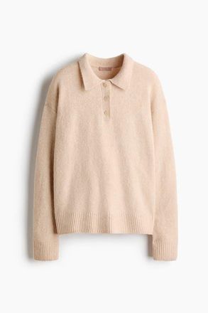 H&M Cable-knit Polo Jumper in Beige at Nordstrom, Size Xx-Small