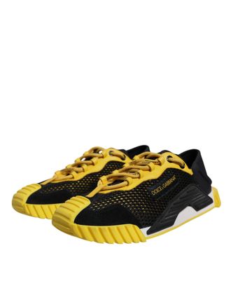 Dolce & Gabbana Mens Black Yellow Low Top Ns1 Sneakers Shoes Polyester La Nylon Elastane