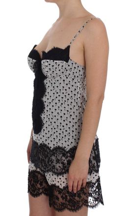 Dolce & Gabbana Womens Black Silk Lace Babydoll Lingerie Top Cotton