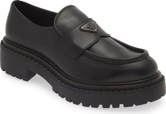 Prada Double Chocolate Platform Loafer in Nero at Nordstrom, Size 10.5Us