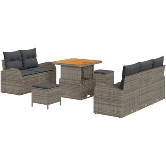 vidaXL Vidaxl - Conjunto De Sof&aacute; De Jard&iacute;n Con Coj&iacute;n 8 Pcs Gris 80 X 80 X 71 Cm