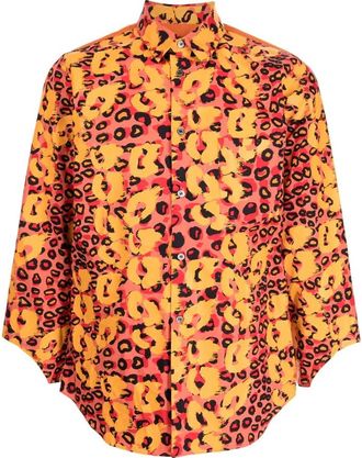 Comme Des Garçons Casual Shirts, male, Multicolor, M, Print Cut-Out Cuff Shirt
