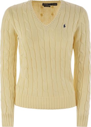 Polo Ralph Lauren Plaited Cotton V Neck Sweater