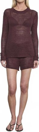 Enza Costa Linen Open Knit Short In Black Orchid