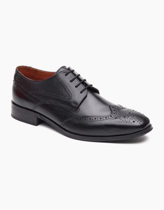 base Mens Base London Steeple Brogue Leather Mens Black Brogues Shoes - Size: 11