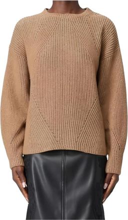 Twinset Gebreide trui met geometrisch stiksel - Dames - Truien - Beige - Maat: XS