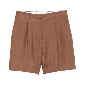 Lardini Casual Shorts, male, Brown, Size: XL Paaramis Pleated Button Shorts