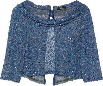 Fely Campo Blouse met pailletten - Dames - Blouses - Blauw - L - Pailletten - Overhemden
