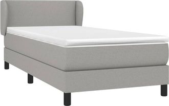 vidaXL Cama Box Spring Con Colch&oacute;n Tela Gris Claro 80x200 Cm Vidaxl
