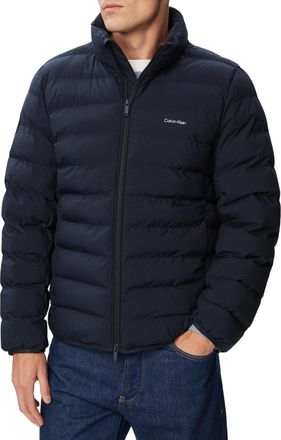 Calvin Klein Lightweight Quilted Puffer Jacket with High Collar and Subtle Branding