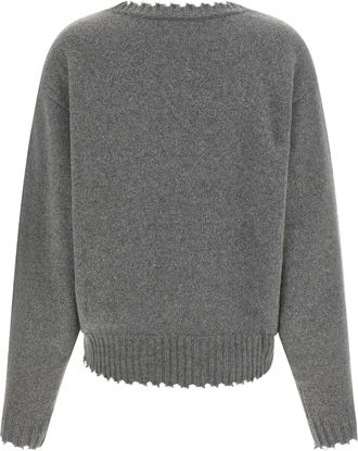 Nude Frayed-Hem Cashmere Sweater - Gray