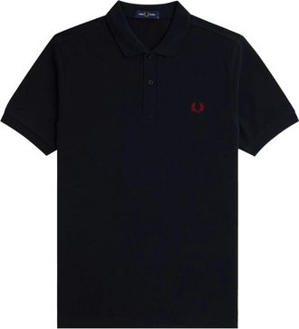 Fred Perry Slim Fit Plain Polo Navy & Burnt Red - Heren - Polos - Blauw - XL - Katoen - Tops