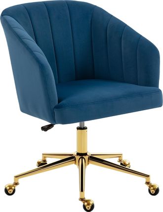 OEM Silla De Oficina Con Ruedas De Terciopelo Con Respaldo Acolchado Altura Ajustable Espuma Alta Resiliencia Azul