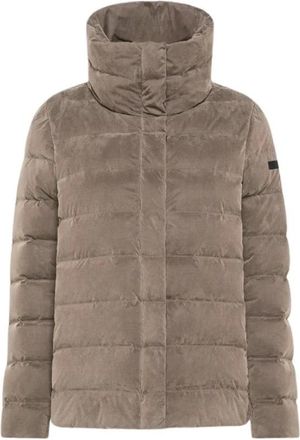 Roberto Ricci Design Hoge-hals Cupro Stof Pufferjas - Dames - Winterjassen - Bruin - S - Jassen