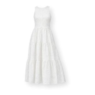 HUGO BOSS C Denvia Jurk - Dames - Maxi kleedjes - Wit - L - Katoen - Kleedjes