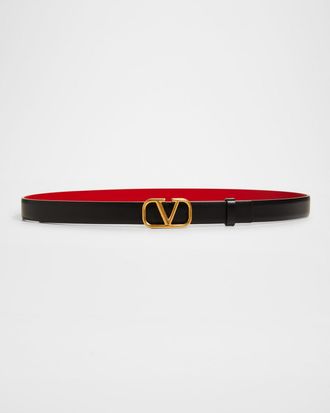 Valentino Garavani VLogo Leather Belt, 20mm