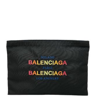 Balenciaga Black Multi-Color Nylon Clutch Bag (Pre-Owned)