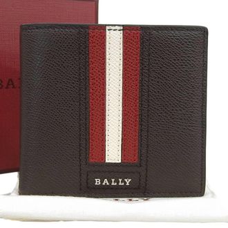 Bally Dark Brown Red Color White Leather Wallet (Bi-Fold) (Pre-Owned)