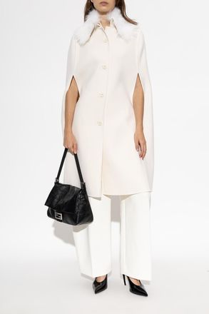 Fendi Wool Cape, Womens, Cream