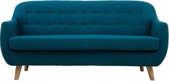 Miliboo Miliboo - Sofá 3 plazas nórdico desenfundable azul petróelo y madera ynok