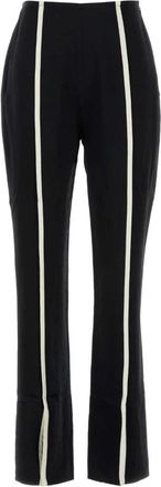 Nanushka Zwarte Satijnen Straight Leg Broek - Dames - Wijde Broeken - Zwart - S - Satijn - Broeken