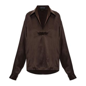 Tom Ford Dames, Blouses & Shirts, Bruin, Maat: 2XS Zijde