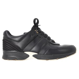 Chanel Chanel CC lage sneakers van zwart kalfsleer