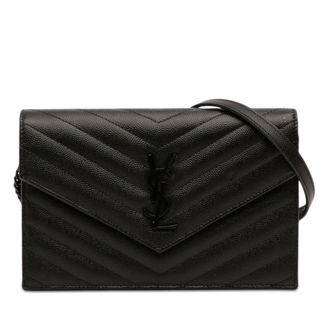 Saint Laurent Pre-owned Saint Laurent Grain De Poudre Cassandre Monochrome Envelope Chain Wallet Ladies 2BJ5SHQ9JVU99SAS
