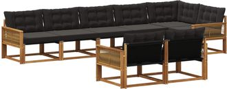 vidaXL Conjunto De Sof&aacute;s De Exterior 8 Uds. Natural Y Negro Vidaxl