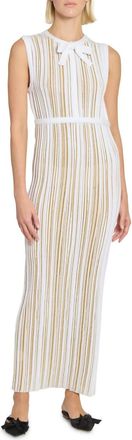 Giambattista Valli Lame Knit Dress With Bow In Gold