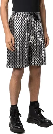 Valentino Monogram High-Shine Shorts - Black