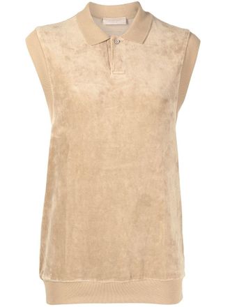 Fear of God velour sleeveless polo top - women - Cotton/Polyester - S - Brown