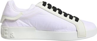 Dolce & Gabbana White Nylon Leather Low Top Sneakers Mens Shoes