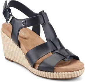 Rockport Belle Wedge Sandal in Black Leather at Nordstrom Rack, Size 9.5