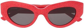 Balenciaga logo-plaque cat-eye sunglasses - women - Acetate - 52 - Red