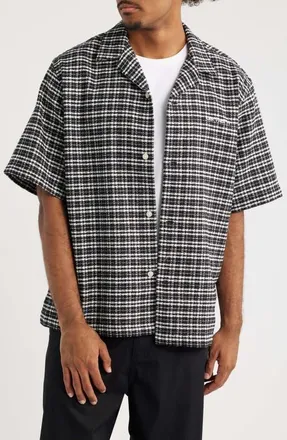 Carhartt Work in Progress Kander Plaid Cotton Button-Up Bowling Shirt in Kander Check/black at Nordstrom, Size Medium
