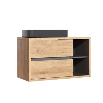 Petits Meubles Mueble lavabo estratificado marr&oacute;n antracita