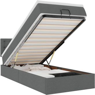 vidaXL Cama Otomana Con Colch&oacute;n Gris Oscuro 90x200 Cm Tela Vidaxl