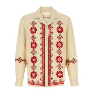 Baziszt Baziszt - Roses Are Red-shirt - Heren - Overhemden - Beige - Maat: XL Katoen