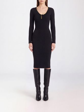 Elisabetta Franchi Slim Fit Jersey Midi Sheath Dress with Long Sleeves