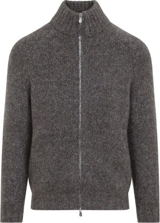 Brunello Cucinelli Cardigan con zip integrale - - Knitwear - Uomo - Marrone - L