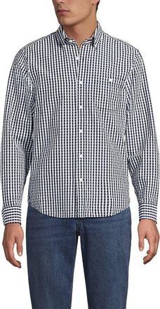 Lands End Long Sleeve Seersucker Shirt in Radiant Navy/white Gingham at Nordstrom, Size Xx-Large
