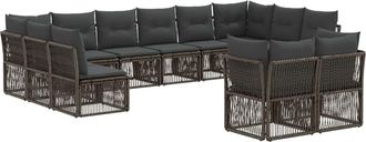 vidaXL Conjunto De Sof&aacute;s De Jard&iacute;n 12 Uds. Gris Rat&aacute;n Sint&eacute;tico Vidaxl