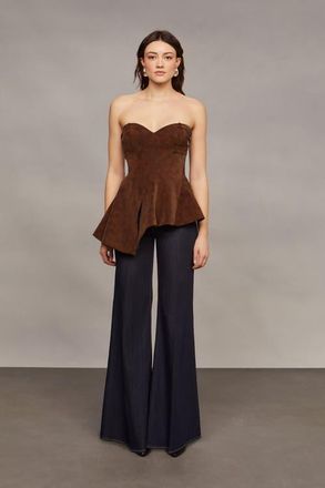 AMUR Augusta Bustier Peplum Top in Toffee Swirl at Nordstrom, Size 10