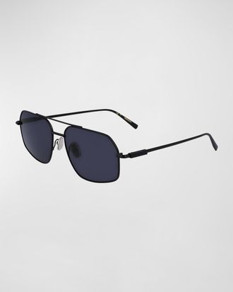 Ferragamo Mens Prisma Metal Aviator Sunglasses, 58mm
