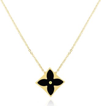 The Lovery Onyx Luxe Flower Necklace