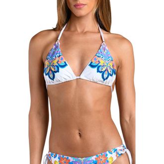 Sunshine 79 Butterfly High Triangle Bikini Top in White Multi at Nordstrom, Size 10
