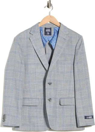 Original Penguin Plaid Two-Button Sport Coat in Light Grey/Blue at Nordstrom Rack, Size 40 Regular