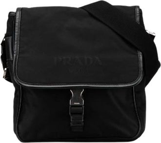 Prada Pre-owned Cross Body Bags, female, Black, Size: ONE SIZE Pre-owned Nylon Cross Body Bag